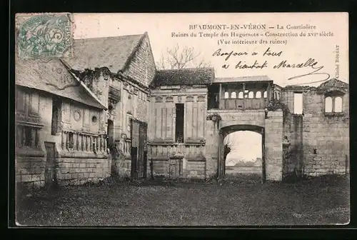 AK Beaumont-en-Veron, La Courtiniere, Ruines du Temple des Huguenots
