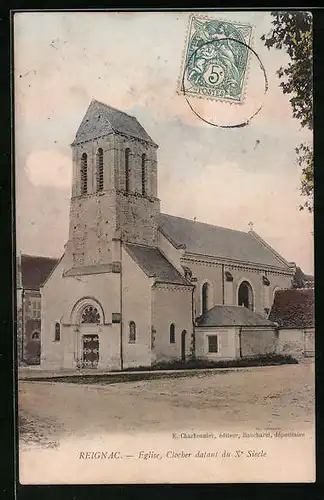 AK Reignac, Église, Clocher datant du Xe Siècle