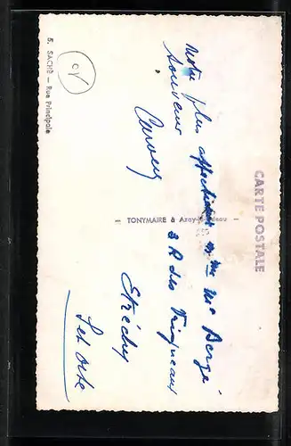 AK Saché, Rue Principale, Strassenpartie