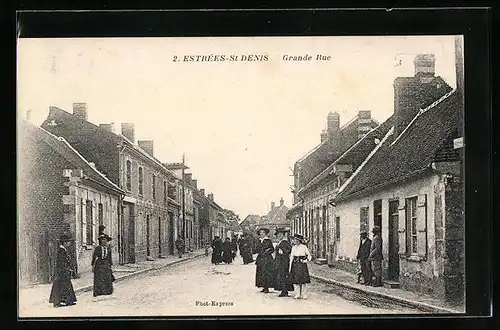 AK Estrées-St-Denis, Grande Rue, Strassenpartie