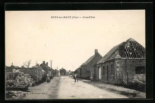 AK Roye-sur-Matz, Grand`Rue, Strassenpartie