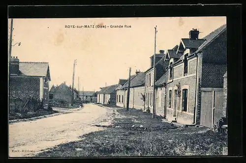 AK Roye-sur-Matz, Grande Rue, Strassenpartie