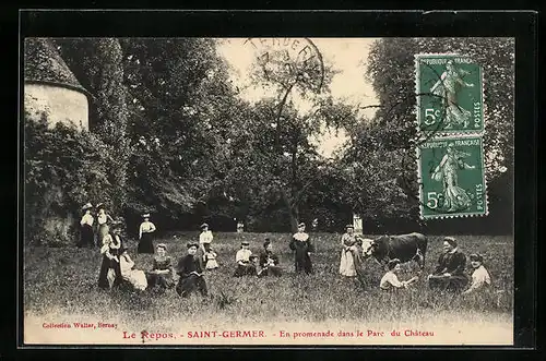 AK Saint-Germer, En Promenade dans le Parc du Chateau