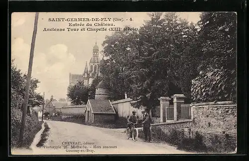 AK Saint-Germer-De-Fly, Entree du Chateau, Ancienne Tour et Chapelle