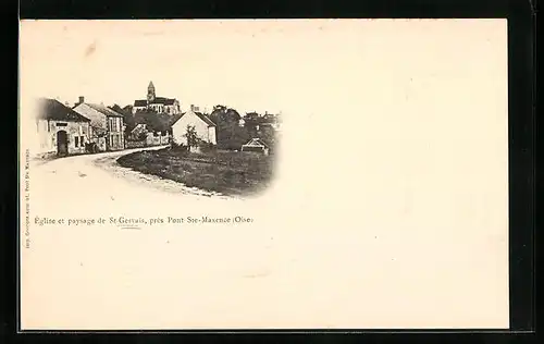 AK St-Gervais, Eglise et paysage, pres Pont Ste-Maxence