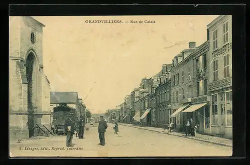 AK Grandvilliers, Rue de Calais, Eglise