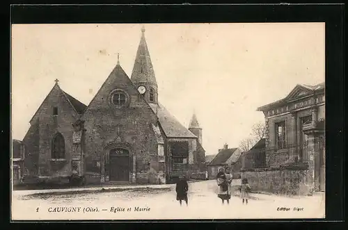 AK Cauvigny, Eglise et Mairie