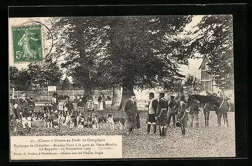 AK Compiegne, Equipage de Chezelles, Rendez-Vous a la gare de Vieux-Moulin