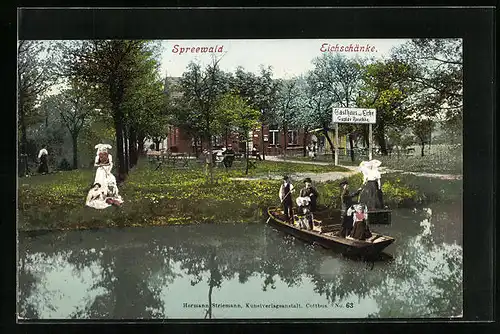 AK Burg /Sreewald, Gasthaus Eichschänke und Boot