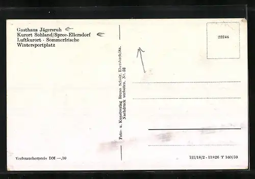 AK Sohland /Spree-Ellersdorf, Gasthaus Jägersruh