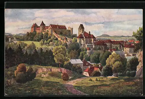 Künstler-AK Vinzenz Marschall: Füssen am Lech, Teilansicht