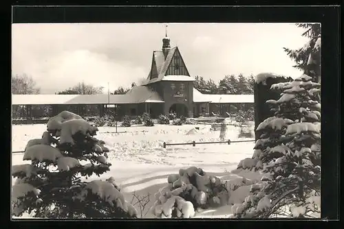 AK Bad Saarow, Der Bahnhof im Winter