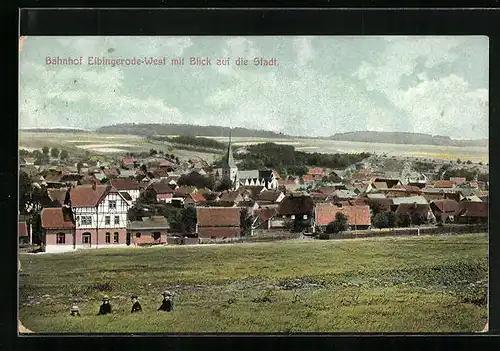 AK Elbingerode, Bahnhof Elbingerode-West mit Blick auf den Ort