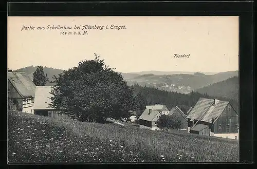 AK Schellerhau bei Altenberg i. Erzgeb., Ortspartie mit Kipsdorf