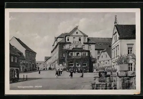 AK Schirgiswalde, Markt mit Hotel Erbgericht