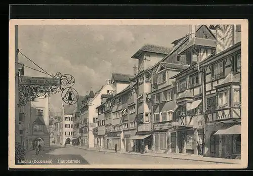 AK Lindau /Bodensee, Hauptstrasse mit Gasthaus zum Süntzen und Geschäften