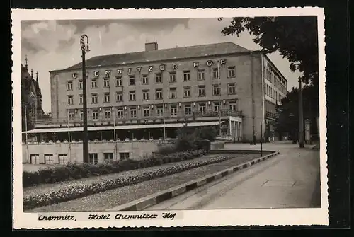 AK Chemnitz, Vorderansicht des Hotel Chemnitzer Hof