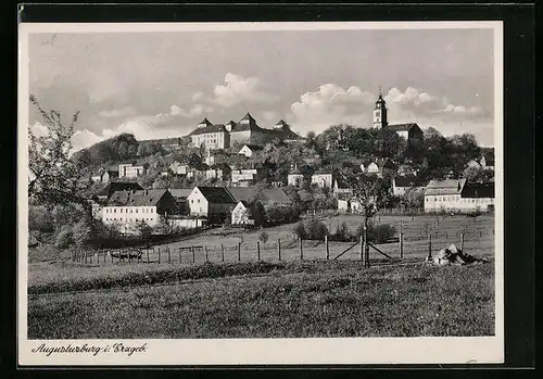 AK Augustusburg i. Erzgeb., Blick auf das Schloss und den Ort