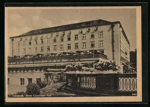 AK Chemnitz, Vorderansicht des Hotel Chemnitzer Hof