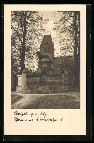 AK Ratzeburg i. Lbg., Dom mit Löwendenkmal