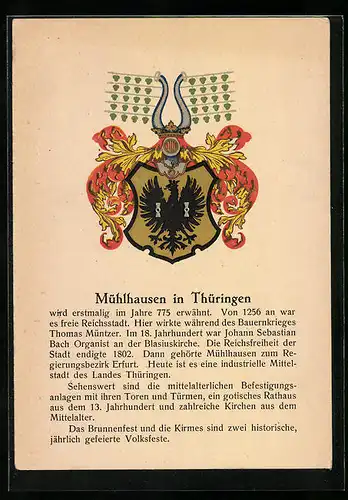 Künstler-AK Mühlhausen in Thüringen, Wappen