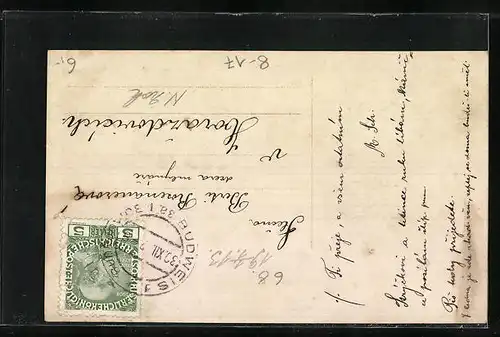 AK Zwei Schornsteinfeger mit Leitern und Geldsack, Neujahrsgruss