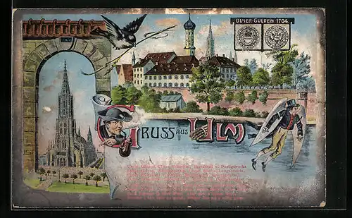 AK Ulm, Dom, Ortspartie, Ulmer Gulden 1704