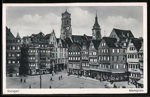 AK Stuttgart, Blick zum Marktplatz