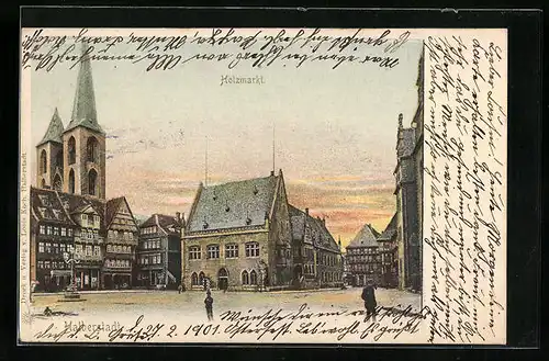AK Halberstadt, Holzmarkt mit Kirche