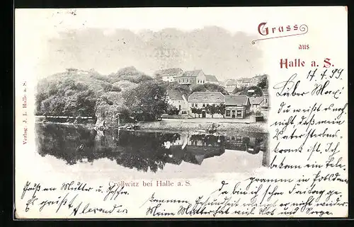 AK Kröllwitz bei Halle a. S., Uferpartie