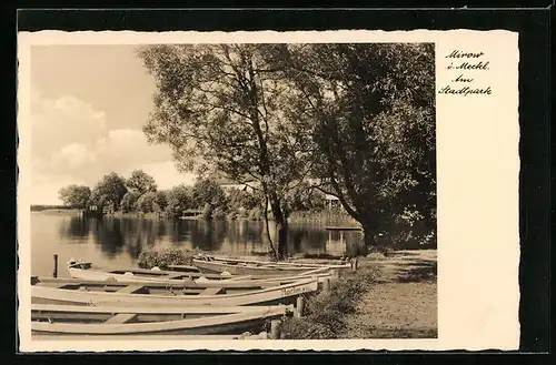 AK Mirow i. Meckl., Am Stadtpark mit Boot Martin