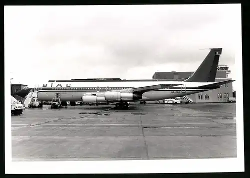 Fotografie Flugzeug Boeing 707, Passagierflugzeug BIAC, Kennung OO-CDE