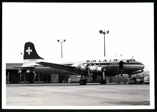 Fotografie Flugzeug Douglas DC-6, Frachtflugzeug Balair Cargo, Kennung HB-ILU