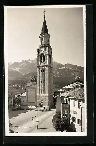 AK Cortina, Strassenpartie mit Kirche