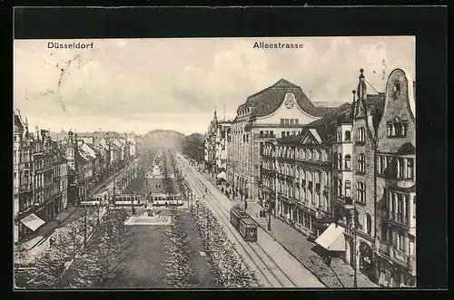 AK Düsseldorf, Alleestrasse mit Strassenbahn