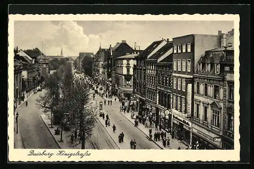 AK Duisburg, Königstrasse mit Geschäften