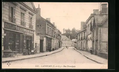 AK Langeais, Rue Principale, Strassenpartie