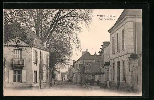 AK Avoine, Rue Principale, Strassenpartie