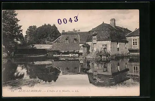 AK Azay-le-Rideau, L`Indre et le Moulin
