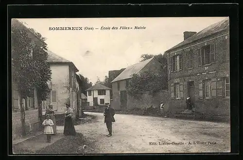 AK Sommereux, Ecole des Filles, Mairie