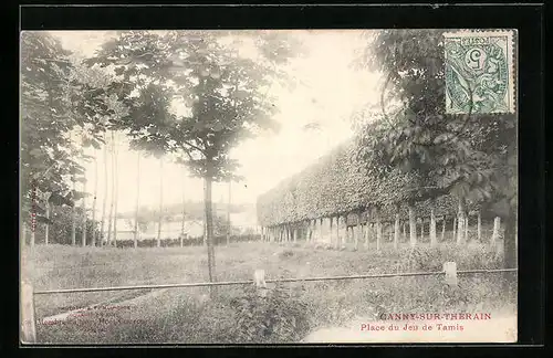 AK Canny-sur-Therain, Place du Jeu de Tamis