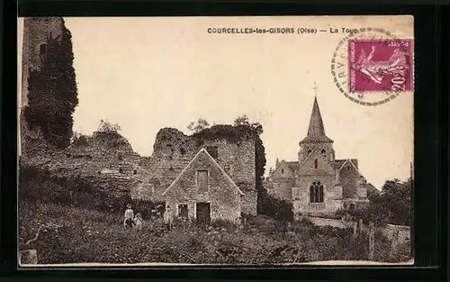 AK Courcelles-les-Gisors, La Tour, L`Eglise