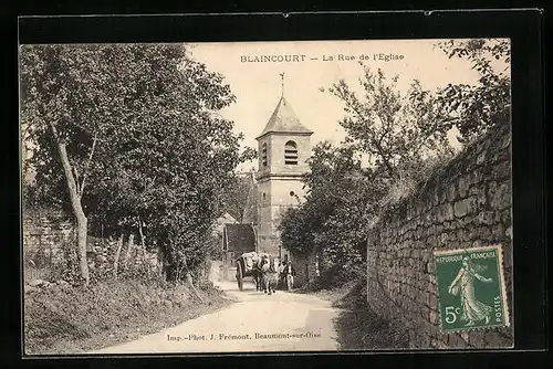 AK Blaincourt, La Rue de l`Eglise