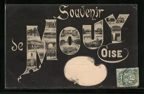 AK Mouy, die Kirche, das Schloss, am Monument, das Rathaus, die Schule