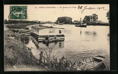AK Precy-sur-Oise, Les Bords de l`Oise, Bootsanlegestelle
