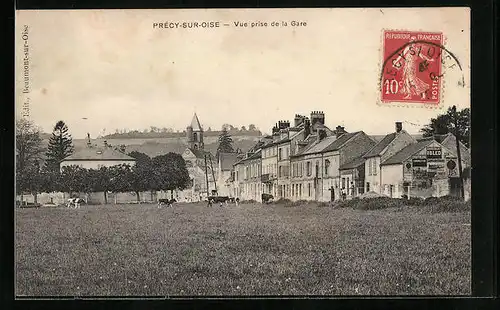 AK Precy-sur-Oise, Vue prise de la gare