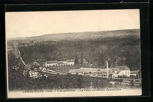 AK Laigneville, Vue generale, La Gare et l`Usine Desnoyers