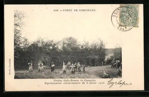 AK Compiegne, Theatro Gallo-Romain de Champlieu, Representation extraordinaire du 8 Juillet 1906, Spiel im Park