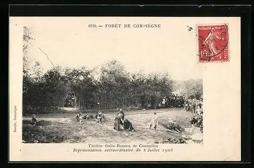 AK Compiegne, Theatro Gallo-Romain de Champlieu, Representation extraordinaire du 8 Juillet 1906, Schauspiel im Park