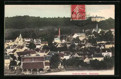 AK Cires-les-Mello, Panoramaansicht der Stadt mit der Kirche